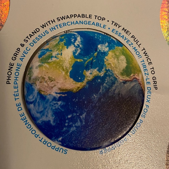 PopSocket Stylish PopGrip PopTop Cell Phone Joy Grip & Stand Earth Globe NWT - Picture 2 of 4